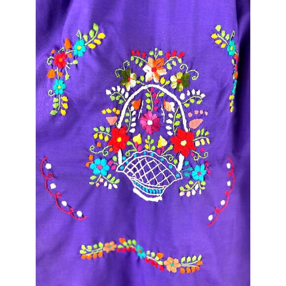 VTG Summer Boho Cottage Festival Embroidered Girl's Maxi Dress,  Size Small - Picture 5 of 8